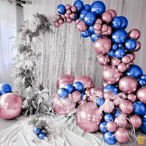 Image of Just Party 25Pcs Lavender & 25Pcs Blue Metallic Chrome Balloons with Shiny Surface For Birthdays/Anniversary/Engagement/