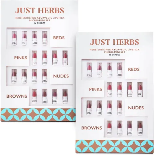 Image of Just Herbs Ayurvedic Lipstick Kit (16 Shades, Pack of 2) 