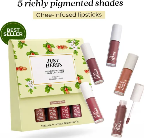 Image of Just Herbs Enriched Liquid Lipstick Kit 4.5ml Set of 5