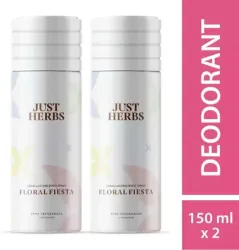 Just Herbs Long Lasting Body Spray Floral Fiesta (Pack of 2) Deodorant Spray - For Women (300 ml, Pack of 2)