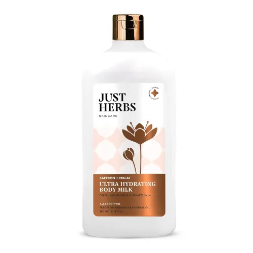 Image of Just Herbs Saffron + Malai Nourishing Body Milk (300 ml)
