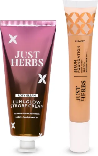 Image of Just Herbs Strobe Cream & Dewy Serum Foundation Ivory SPF 30+ | Pack of 2 (Pack of 2)