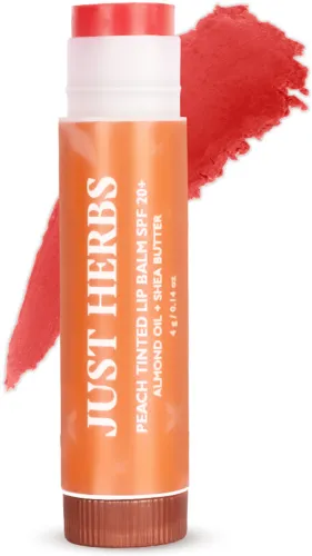 Image of Just Herbs Tinted Lip Balm SPF 20+ For Dry and Chapped Lips for Women and Men - Peach (Pack of: 1, 4 g)
