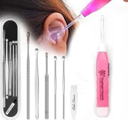 JustLatest Ear Wax Cleaner 6Pcs + LED Ear Cleaner