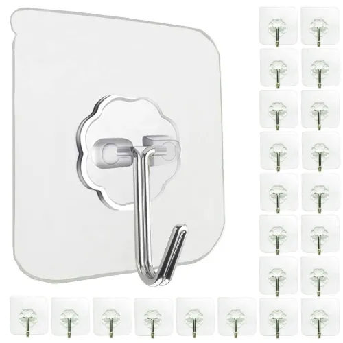 Image of Jwxstore Stainless Steel Adhesive Hooks 24Pcs
