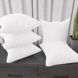 JY Conjugated Microfiber Satin Striped Cushion Filler Size -16 x 16 inch, Set of 5- White
