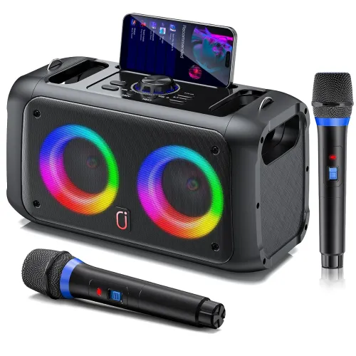Image of JYX Karaoke Machine with 2 Wireless Microphones,Portable Bluetooth Speaker for Adults & Kids,PA System Singing Karaoke S