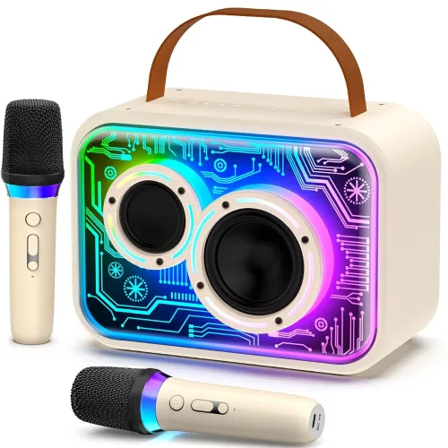 Image of JYX Karaoke Machine with 2 Wireless Microphones, Stylish Karaoke Microphone Wireless System with Lights for Adults Kids,