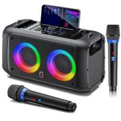 JYX Karaoke Machine with 2 Wireless Microphones,Portable Bluetooth Speaker for Adults & Kids,PA System Singing Karaoke S