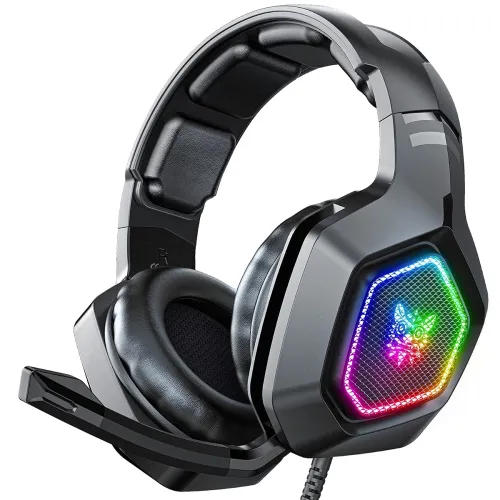 Image of K10 7.1 Wired Headset with Noise Cancellation,RGB Led Light,Compatible