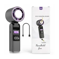 K801 Portable Ice Cooling Hand Fan, 4000mAh Rechargeable, 199 Speed Settings, Turbo BLDC Motor, 20H Runtime, FrostTouch 