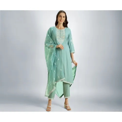 Image of Kaari Women Embroidered Kurti Set Dupatta Ethnic