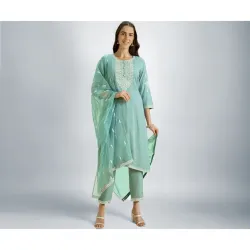 Kaari Women Embroidered Kurti Set Dupatta Ethnic