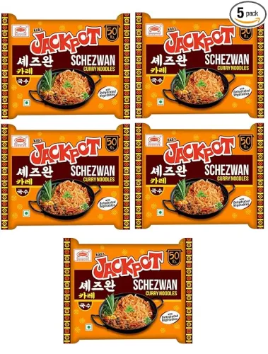 Image of Kab's Jackpot Schezwan Curry Noodles, 3.53 oz ℮ 100 gm (Pack of 5)