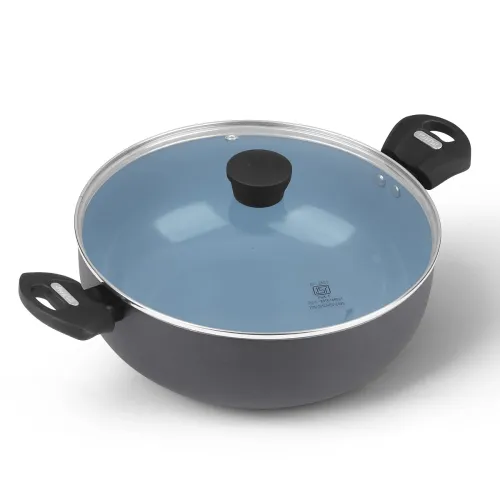 Image of Tower Kadai 24cm Ceramic Non-Stick with Glass Lid