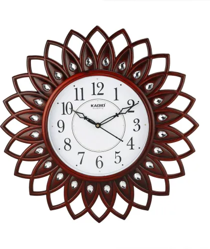 Image of Kadio Analog 40 cm X 40 cm Wall Clock (Brown, With Glass, Standard)