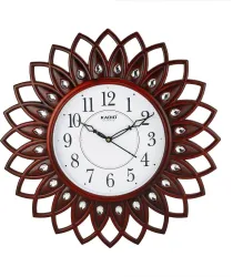 Kadio Analog 40 cm X 40 cm Wall Clock  (Brown, With Glass, Standard)