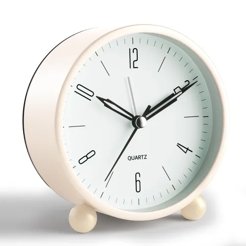 Image of JALL Kadio Plastic Analog Alarm Clock, 4 inch Super Silent Non Ticking Small Clock with Night Light, Battery Operated, S