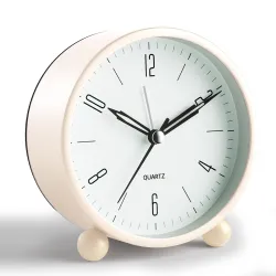JALL Kadio Plastic Analog Alarm Clock, 4 inch Super Silent Non Ticking Small Clock with Night Light, Battery Operated, Simply Design, for Bedroon, Bedside, Desk, (White)