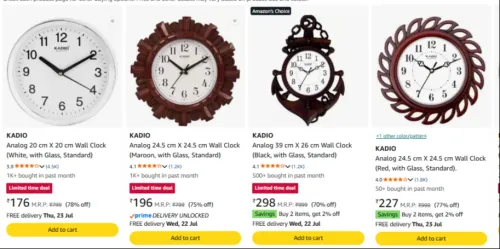 Image of Kadio Analog Wall Clock Upto 80% OFF
