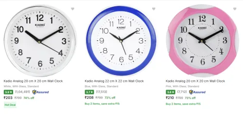 Image of Kadio Wall Clocks @ Start ₹203