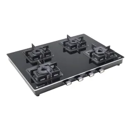 KAFF Cooktop 4 Burners 69 CM, Black Coated Brass Burners With Auto Electric Ignition, Slim Line Design, Decorative SS Moulded Strip on All Sides for Edge Protection Black | CTQ694BAI