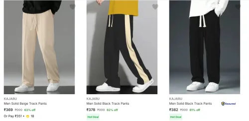 Image of Kajaru Men's Track Pants at minimum 60% Discount