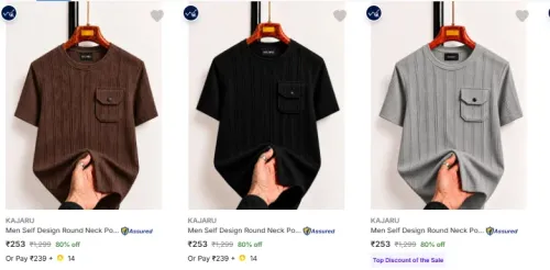 Image of KAJARU Men's T-shirt at minimum 75% Discount