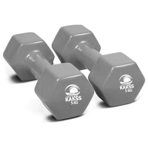 Image of Kakss 10KG Cast Iron Vinyl Dumbbells (Grey)