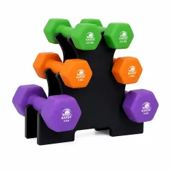 KAKSS Supreme Quality Neoprene Dumbbell With Stand 19Kg(2.5kg+3kg+4kg N Pair)