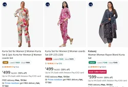 Kalaanj Womens Rayon Blend Kurta Set up to 90% Discount
