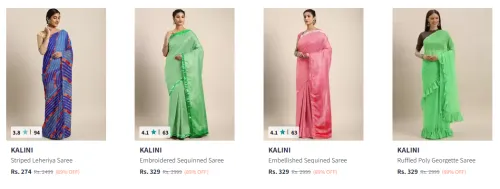 Image of KALINI Ethnic Striped Leheriya Saree Starting at ₹274