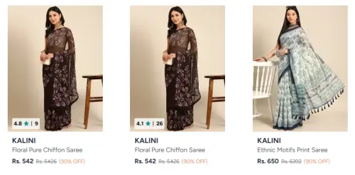 Image of Kalini Sarees at minimum 90% Discount