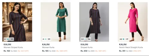 Image of Kalini Women's Kurtas at minimum 80% Discount