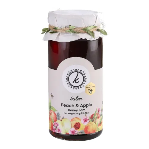Image of KALON 100% Natural Peach Apple Jam | Made with 100% Kalon Honey | No Added Sugar & Preservatives - 300 gm
