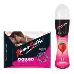 KamaSutra Strawberry Lube 50ml + Condoms Pack (20)