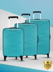Kamiliant by American Tourister Hard Body Set of 3 Luggage 4 Wheels - (Small 55Cm |Medium 68Cm| Large 79Cm)Combination Lock-Triprism - Blue