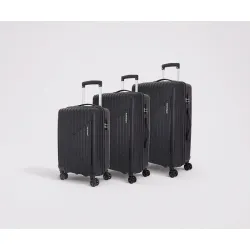 KAMILIANT by American Tourister Savvy|Trolley Bag Set of 3 (55+70+80 cms) for Travel| Hard Case Polypropylene (PP) Suitcase|360° 8-Wheel Spinner Luggage Trolley|Combination Lock|Black