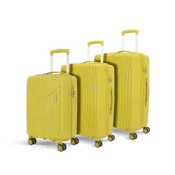 KAMILIANT by American Tourister Savvy | Trolley Bag Set of 3 (55+70+80 cms) for Travel| Hard Case Polypropylene (PP) Suitcase | 360° 8-Wheel Luggage Trolley | Combination Lock | Cress Green