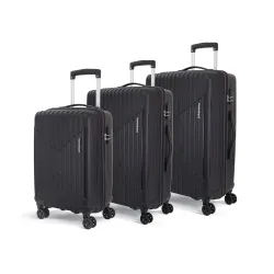 KAMILIANT by American Tourister Savvy |Trolley Bag Set of 3 (55+70+80 cms) for Travel| Hard Case Polypropylene (PP) Suitcase|360° 8-Wheel Spinner Luggage Trolley|Combination Lock|Black