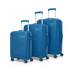 Kamiliant by American Tourister Rock-Lite 99L Hard Sided Trolley Bag for Men & Women with 3 Digit Combination Lock, Set of 3pc (Small, Medium & Large) - Deep Ocean