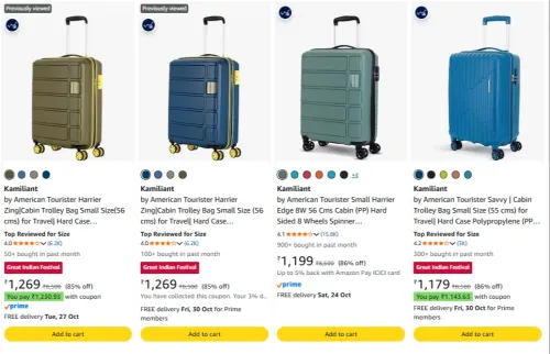 Image of Kamiliant by American Tourister luggage upto 86% discount 