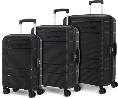 Image of KAMILIANT Hard Body Set of 3 Luggage 8 Wheels - ARMOR - Black