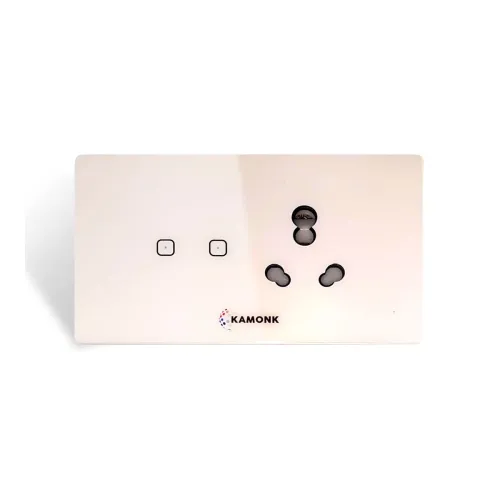 Image of Kamonk 4 Module Custom Plate: (2 Gang x 1 unit) + (16A Socket x 1 unit) | Compatible with Alexa, Google Assist., Siri Sh
