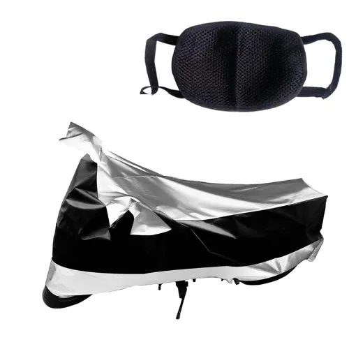 Image of Kandid Silver & Black Water Resistant Bike Cover for Honda Cb Unicorn 160