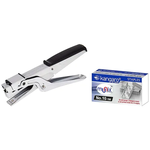 Image of Kangaro Stapler HP 10 - Colour May Vary & Kangaro No.10-1M Staples Pack, 20 Packs