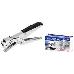 Kangaro Stapler HP 10 - Colour May Vary & Kangaro No.10-1M Staples Pack, 20 Packs