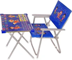 KANISHKA CREATIONS Kid’s Beautiful Study & Table Chair Metal Study Table  (Finish Color - BLUE, Pre-assembled)