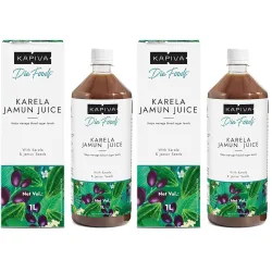 Kapiva Karela Jamun Juice | Helps Control Blood Sugar Level and Lower Bad Cholesterol | Diabetic Care (1L) (Pack of 2)