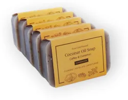 KAPRICA Natural Handcrafted Exfoliating Coffee & Cinnamon Cold Pressed Coconut Oil Soap (60 x 5 = 300 g) Pack of 5 (5 x